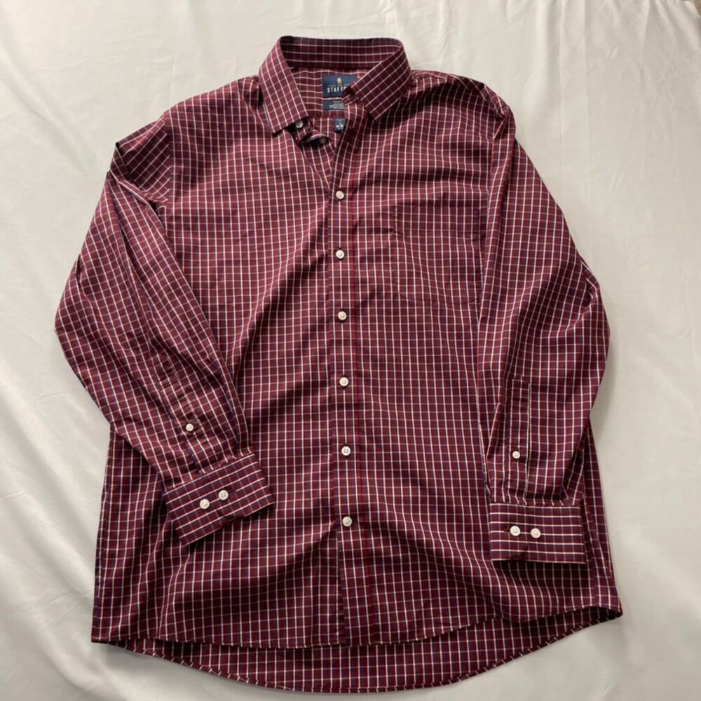 Stafford Mens Dress Shirt - Wrinkle Free - Smart Tech - 16-16.5